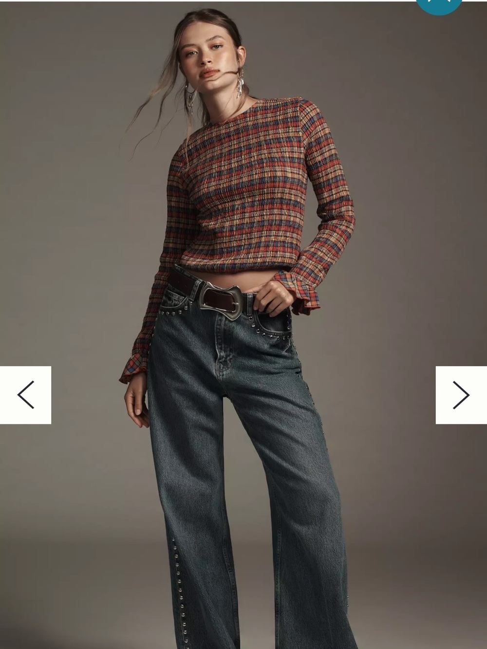 Maeve Multicolor Plaid Long-Sleeve Knit Top